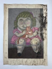 Fernando Botero COA Art Painting Original Drawing Vintage Paper Signed