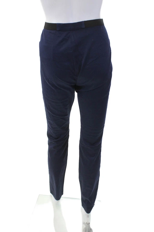 Helmut Lang Womens Pull On High Rise Skinny Leg Pants Navy Blue Cotton Size 8 - Image 3 of 4