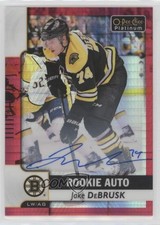 2017 O-Pee-Chee Platinum Rookie Autos Red Prism /50 Jake DeBrusk #R-JD Auto v3i
