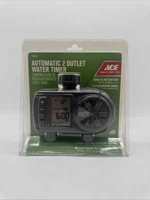 #ad NEW Ace Hardware Automatic 2 Outlet Water Timer Up To 240 Minutes Manual Bypass $21.93