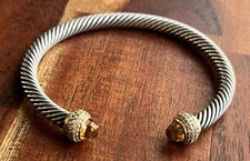 Rare David Yurman Cable Candy 18k Gold Sterling Silver 5mm Bracelet