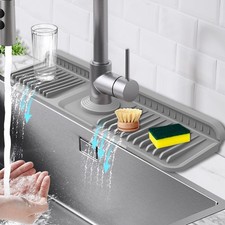 17.7-Inch Kitchen Sink Splash Guard Mat 7 Slope for Fast -Draining Snap-...