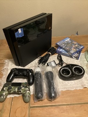 Sony PlayStation 4 Slim Black 1TB Console 2 Controller Move And Charger