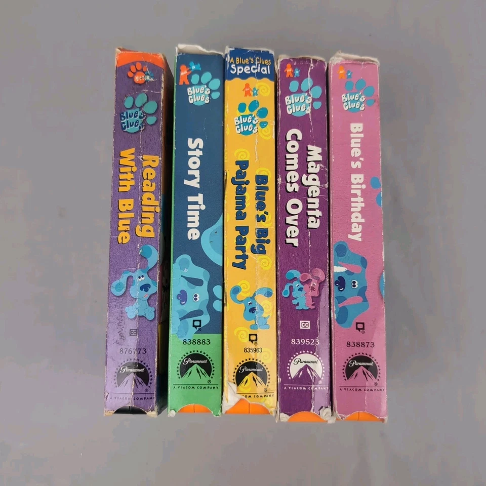 Blue's Clues VHS LOT Nick Jr - Reading With Blue Story Time Pajama Party Magenta - Image 3 of 4