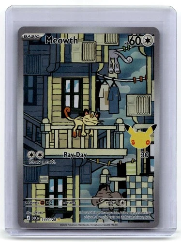 Meowth * Near Mint or Better * 30th Celebration * #144/128 * Pokemon