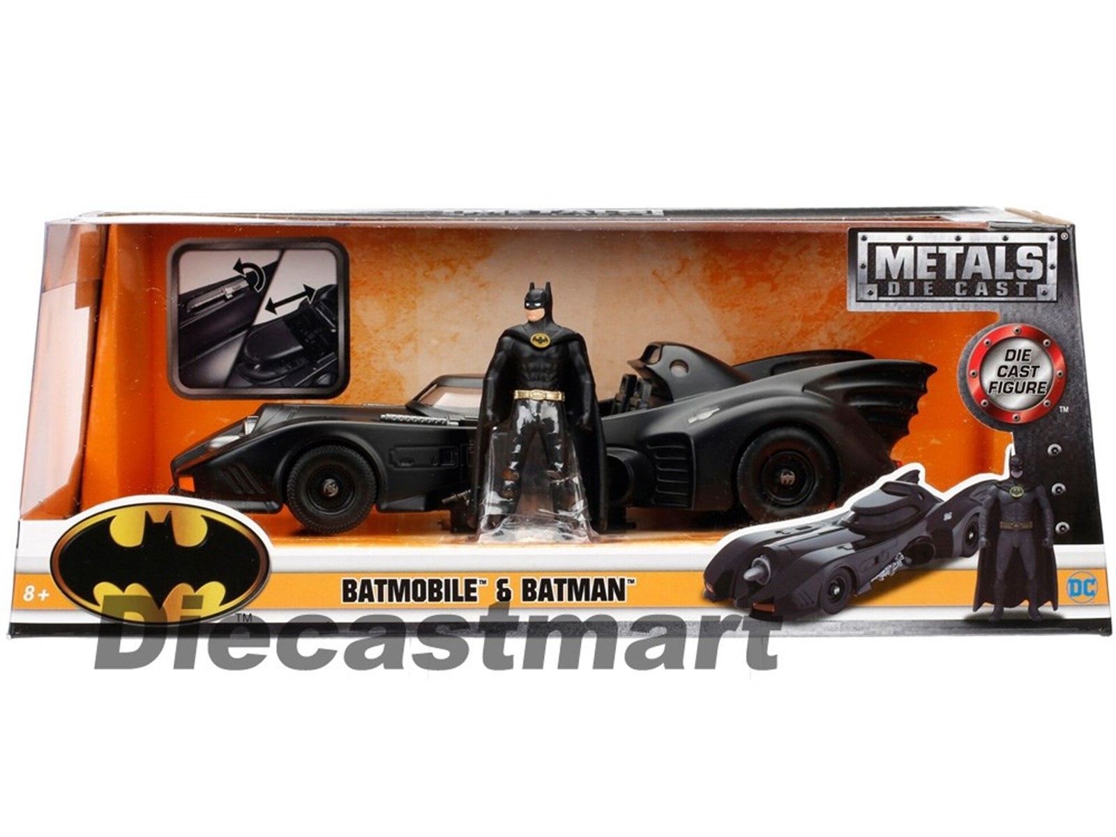 JADA 1989 BATMOBILE WITH DIECAST BATMAN FIGURE DIECAST MODEL CAR 1:24 98260