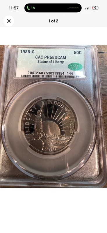 1986-S 50c 90%SilverStatue Of Liberty Half Dollar CAC PR68DCAM SanFrancisco Mint