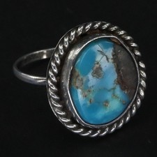 VTG Sterling Silver - NAVAJO Braided Turquoise Cabochon Ring Size 5 - 3g