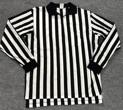 #ad Dalco Athletic Shirt Men Extra Large Referee Umpire Black White Striped Polo Zip $14.99