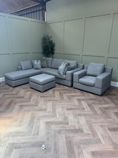 Grey DFS Spin 3 Piece Swivel Sofa Bed, Armchair & footstool - Delivery Available