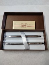 Vintage Cross Classic Chrome 3501 Ballpoint Pen  Mechanical Pencil Set  Box