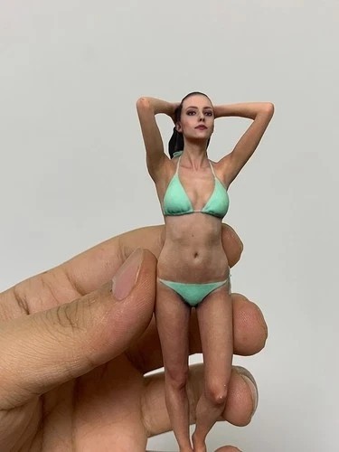 Figura in miniatura scena oggetti di scena 1/18 verde bikini bellezza ragazza diorama scultura resina - Foto 3 di 20
