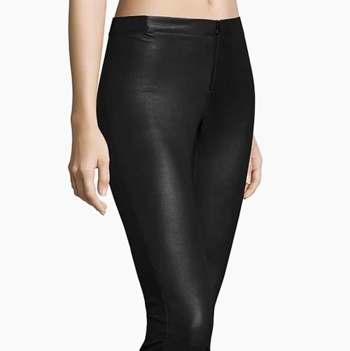 Leggings Alice + Olivia Cremallera Frontal 100% Piel de Cordero Elastizados Negros-Talla 8 Foto 2 de 4