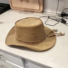 Tan Western Cowboy Hat w/ Braided Hatband & Chin Strap Cowboy Hat