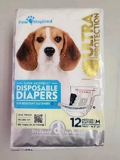 Paw Inspired Ultra Protection Disposable Diaper Sz M Dogs Pkg of 12, Training