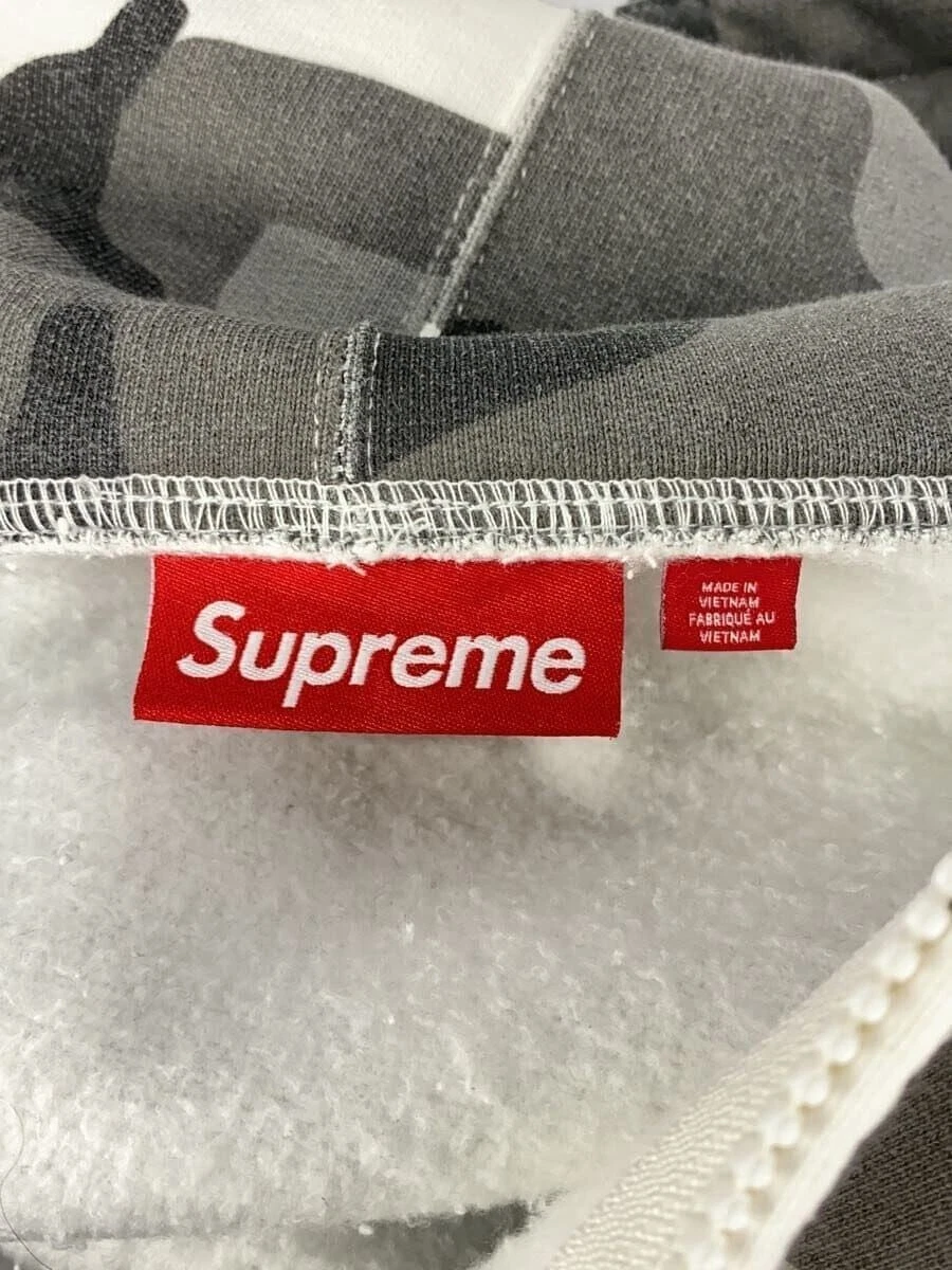Supreme Felpa con Cappuccio Zip M Cotone Grigio Mimetico Usata