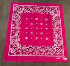 Vintage PINK BANDANA 100 cotton FAST COLOR selvedge 1970s RN 13960 paisley USA