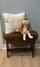 Vintage Solid Oak Table Country CottageCore Heart Bench Drop Leaf Coffe Entryway