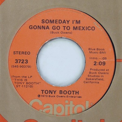 TONY BOOTH Secret Love CAPITOL 3723 EX 45 RPM 1973 Country 7'' Folk Jukebox