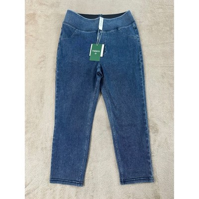 Halara Flex Denim Pull on Capri Pants Women's Size M Blue Wash Stretch NEW