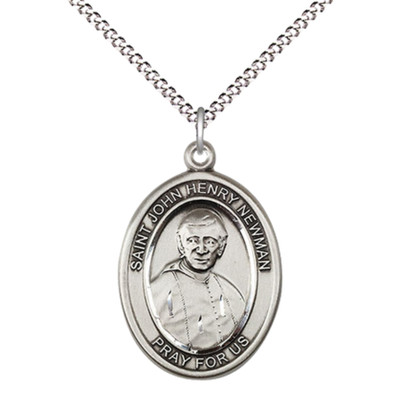 Pewter Large Blessed John Henry Newman Medal Pendant 18'' Lobster Claw Necklace