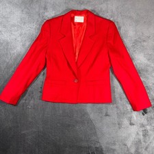 Pendleton Petite Red Wool Blazer Single Button Jacket P407-154 USA Made Sz 4P