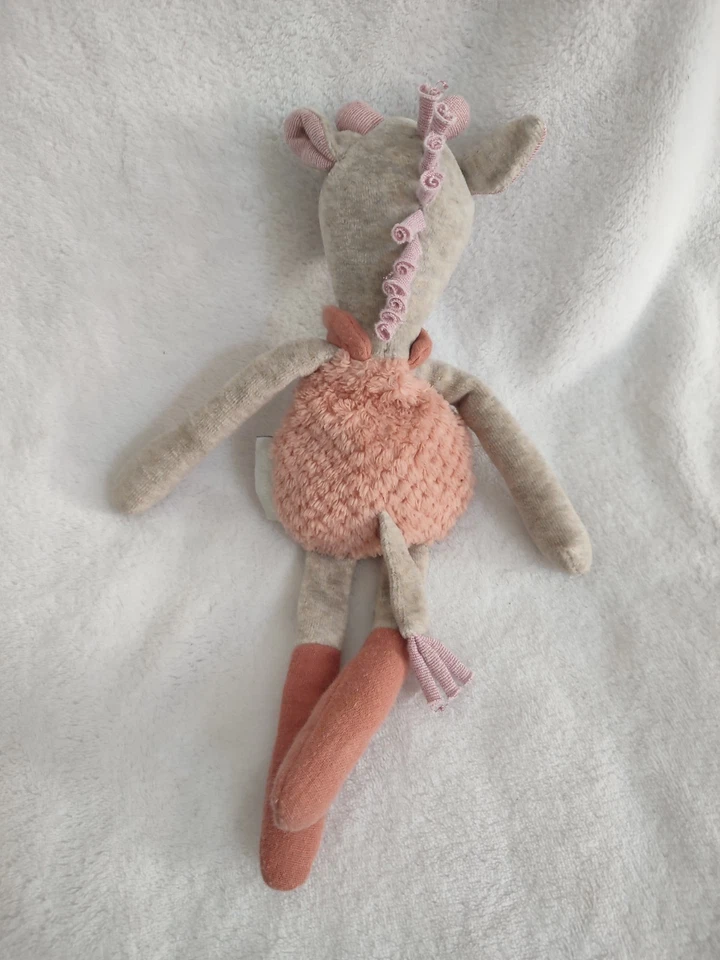 Moulin Roty Doudou semi plat vieux rose girafe sous mon baobab tbe hochet - Photo 2/2
