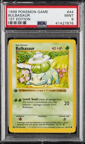 1999 POKEMON BASE SET 1ST EDITION #44 BULBASAUR PSA 9