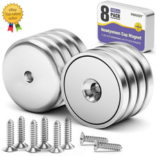 Round Base Cup Magnets With Screws Strong Rare Earth Countersunk Hole 70 LBS