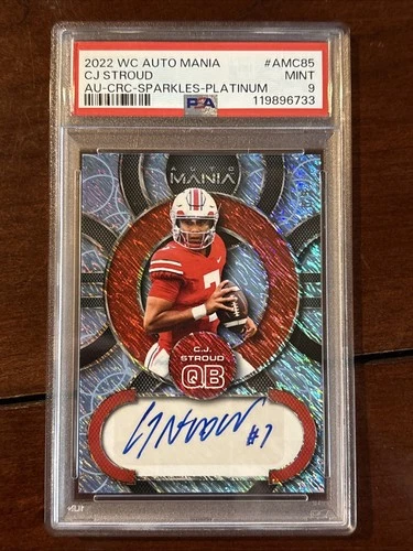 2022 Wild Card Auto Mania CJ Stroud Auto #/5 Platinum PSA 9
