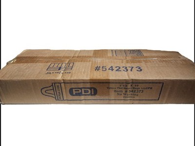 New In Box 2000 PDI LLDPE Yellow Plastic Poly Newspaper Bags 7.5''x19'' #542373