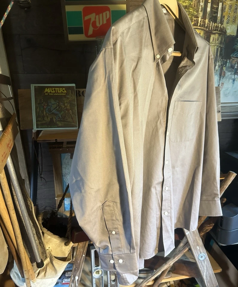 Camisa social masculina ENRO Ultra Pinpoint bronze 16 1/2 32-33 colarinho com botões ESTADO PERFEITO - Imagem 3 de 4