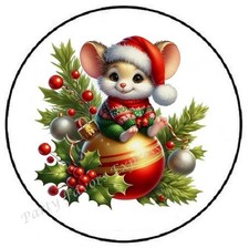 MOUSE ON CHRISTMAS ORNAMENT ENVELOPE SEALS LABELS STICKERS PARTY FAVORS