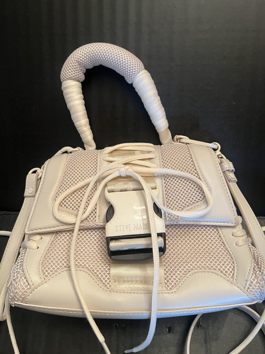 STEVE MADDEN Diego laced up top handle crossbody bag Tan Eggshell