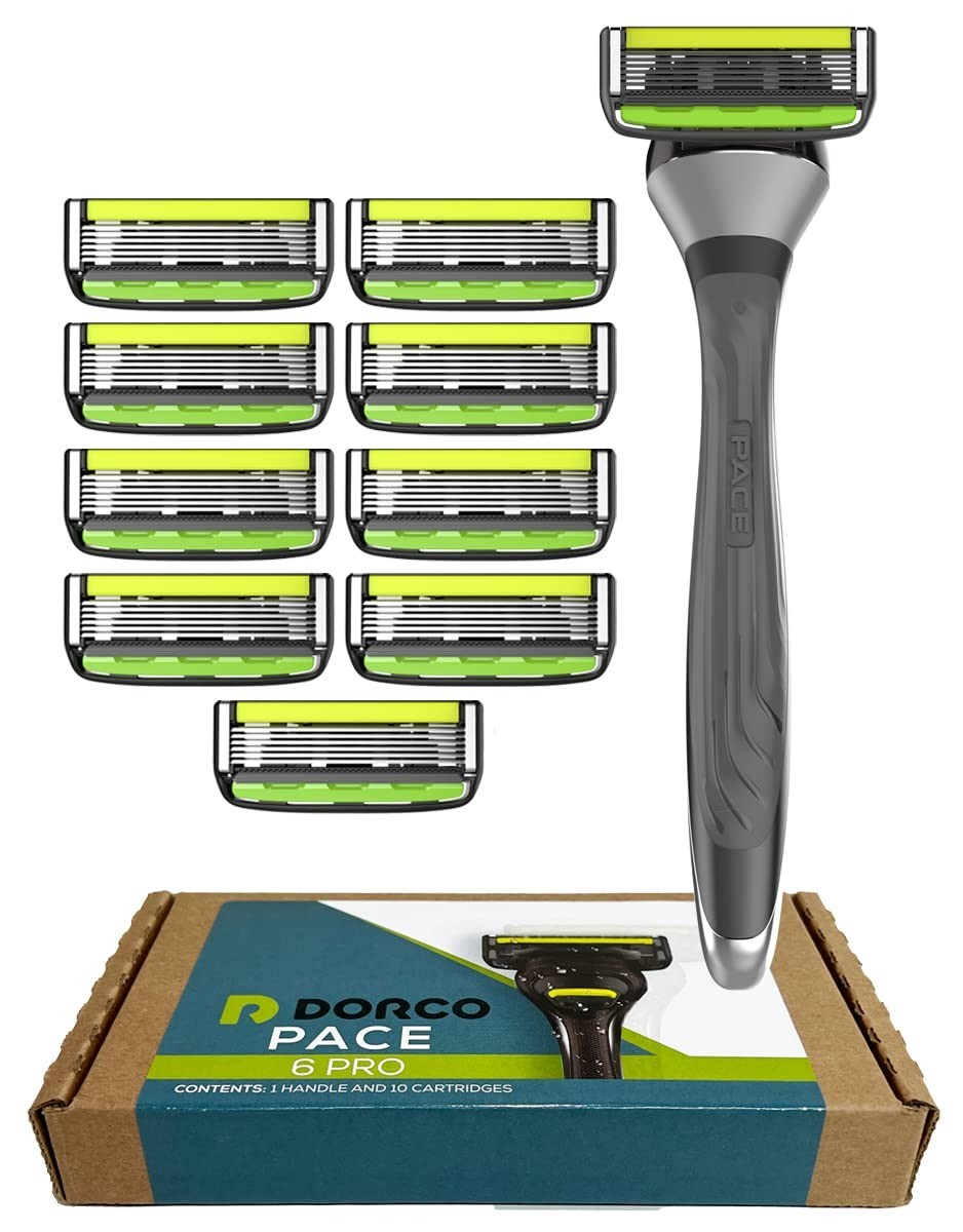 Dorco Pace 6 Pro Six Blade Razor 1 Handle + 10 Cartridges New In Box