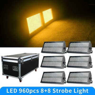 6PCS 1000W 8+8 Segment 960pcs LED Background RGB DMX Strobe Wash Light with Case