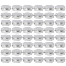 Moretoes 48 Pack 2 Oz Metal Round Tins Aluminum Tin Cans Containers Wi