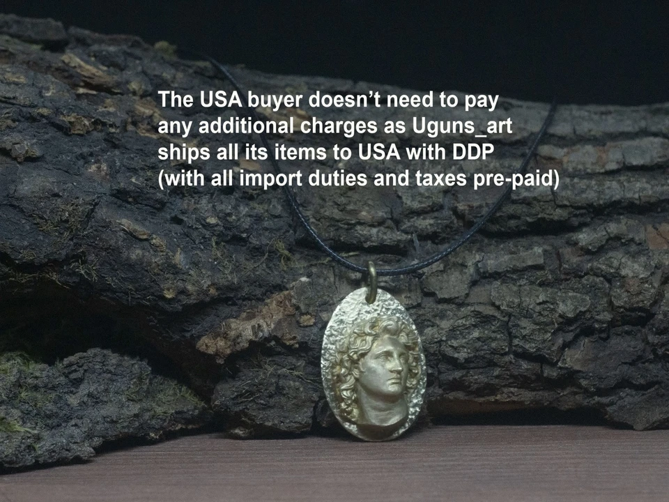 Colar de Bronze Alexandre, o Grande, Pingente Grego Antigo, Arte da Mitologia Grega - Imagem 2 de 4