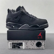 Nike Air Jordan 4 "Black Cat" Men's Retro Basketball Shoes Mid Top
