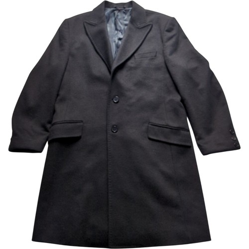 Duffer of St George, Vintage Duffer of St George Mens Overcoat 44 Black Wool Cashmere Made In Italy