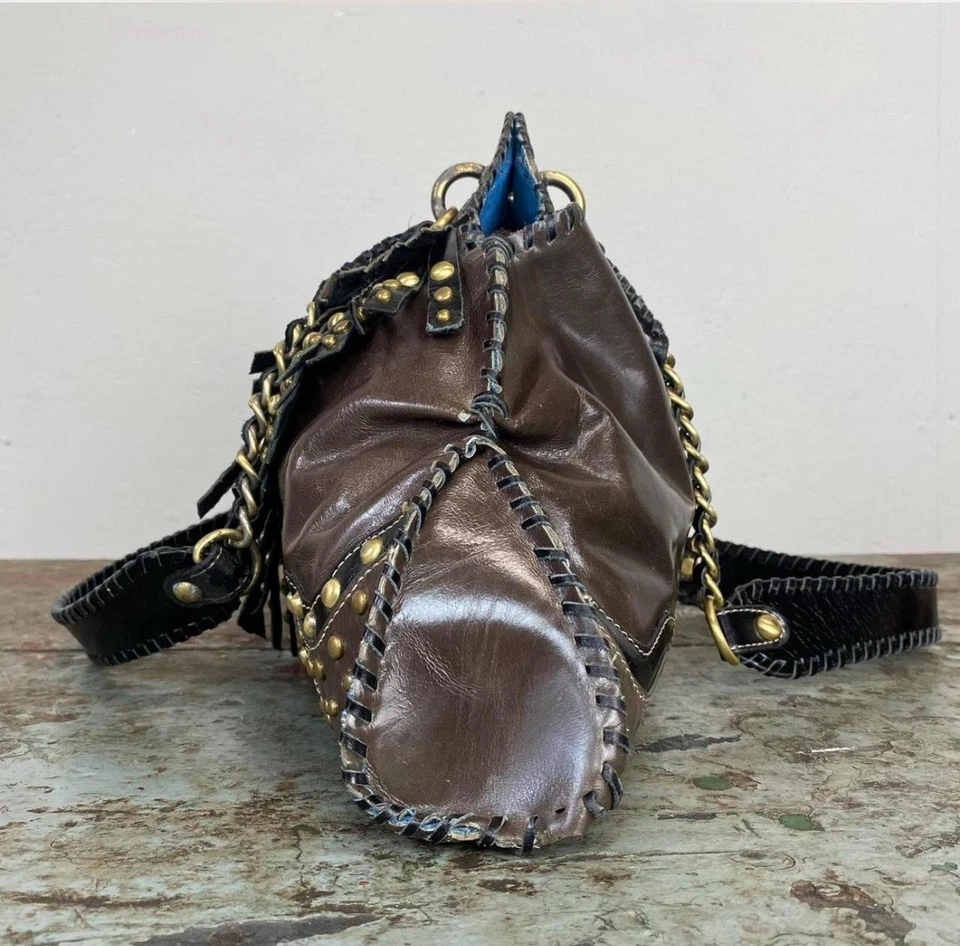 00s Sharif Renaissance Painting Purse In Black, Grey And Brown  Leather - Image 3 of 4