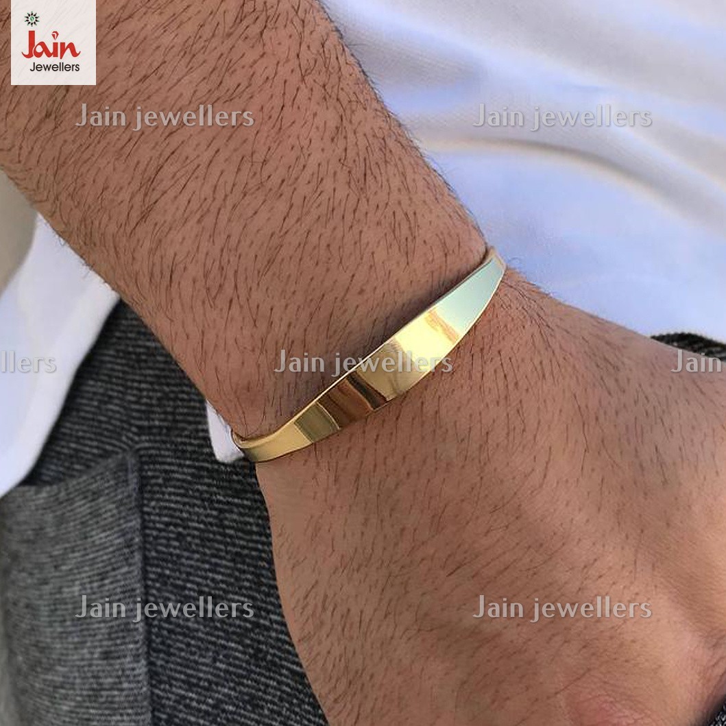 Fine Jewelry 18 Kt , 22 Kt Hallmark Real Solid Gold Men's Cuff Bracelet