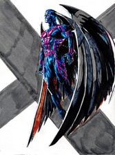 Archangel Marvel Comics X-Men superhero ink drawing