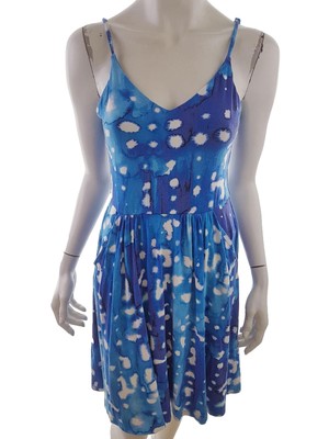 Cynthia Rowley  Größe M Blau Knielang A-Linien Kleid Rayon Ärmellos