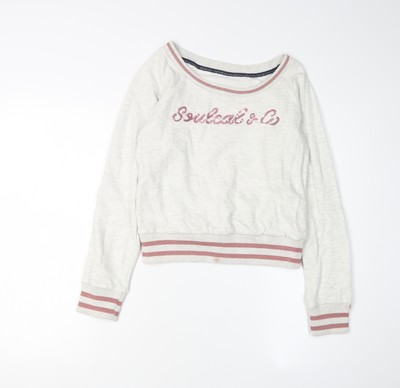 SoulCal & Co weißes Teens Sweatshirt, Pullover, U-Boot-Ausschnitt