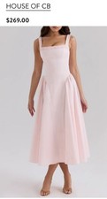 NWT , House of CB Dorothy Midi Dress in Veiled Rose Pink Size Small Retails 269