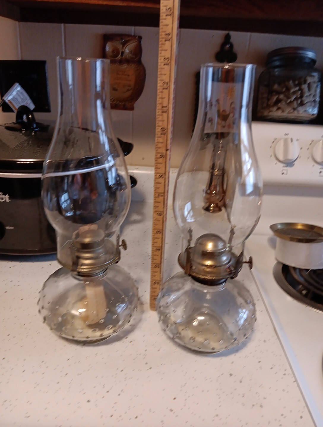 Vintage PAIR Lamplight Farms Oil Lamp Hobnail Clear Glass 13.5" NICE eBay