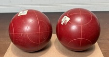 2 Vintage Sportcraft maroon/red circular Line Pattern Bocce Ball Replacement
