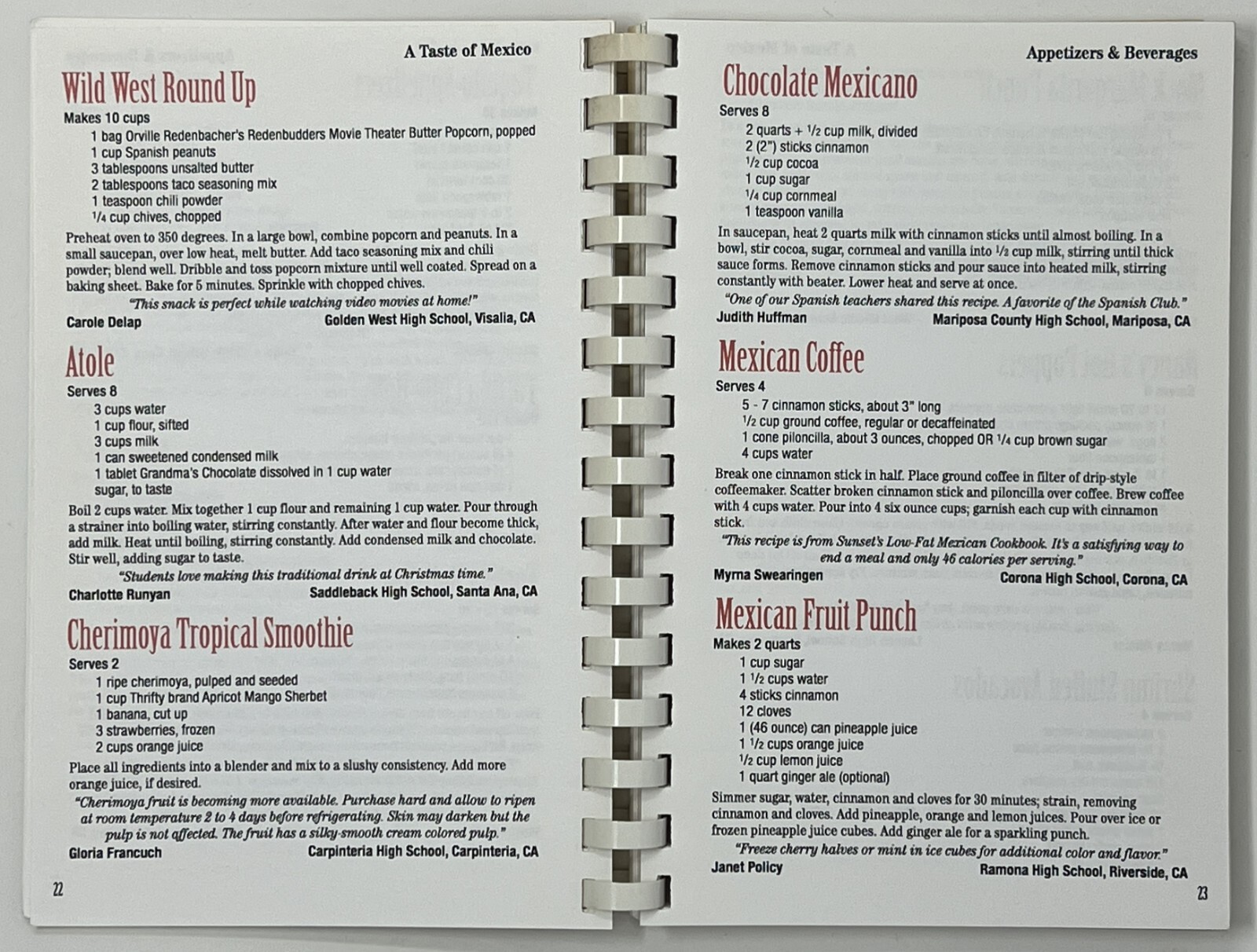 A Taste of Mexico: Mexican, Southwest and TexMex Favorites -1997 Spiral-Bound PB