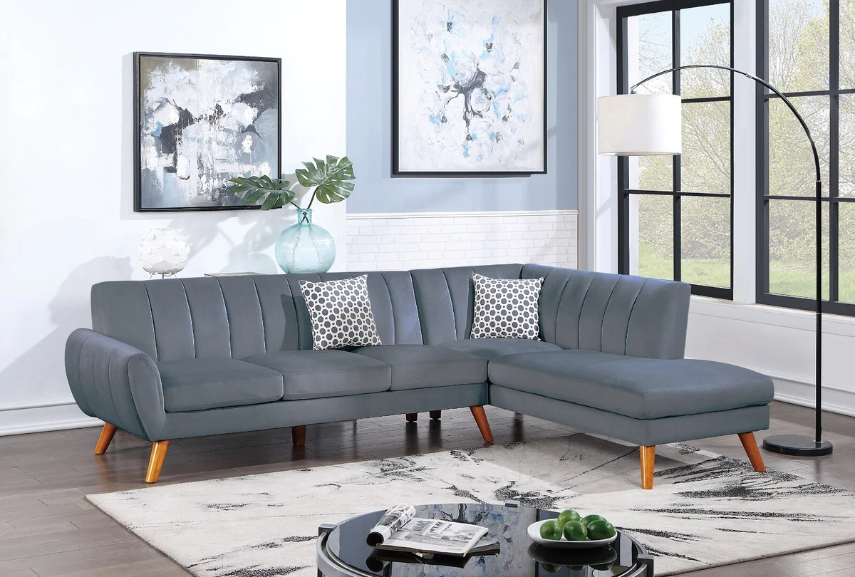 2pc Sectional 3 Seat Sofa Chaise Modern